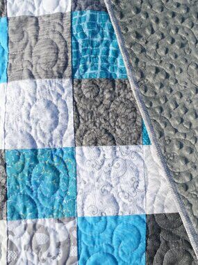 Handmade Quilt Elephant, Soft Minky, Baby Shower Gift, 54"x54" Lap Quilt